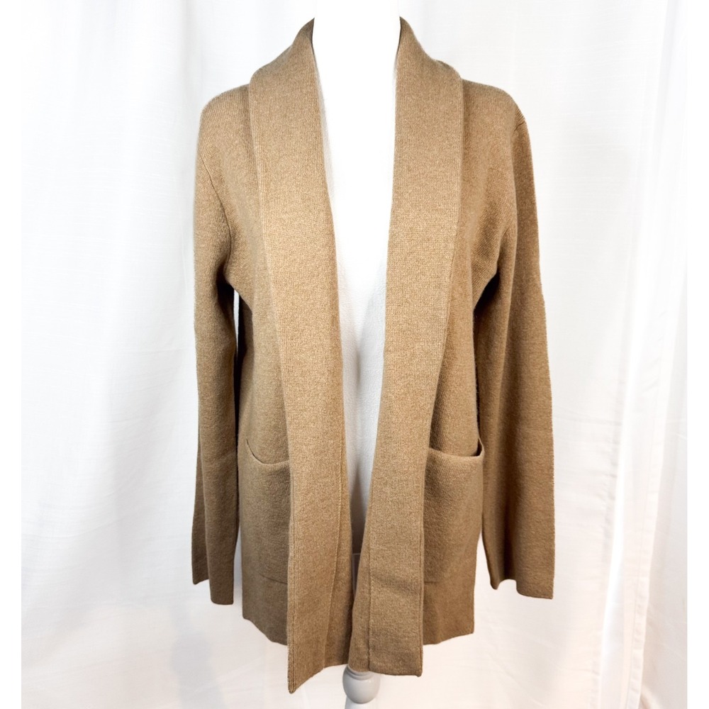 J Crew 100% Cashmere Open Front Cardigan Sweater Women's S Camel NWT Pockets